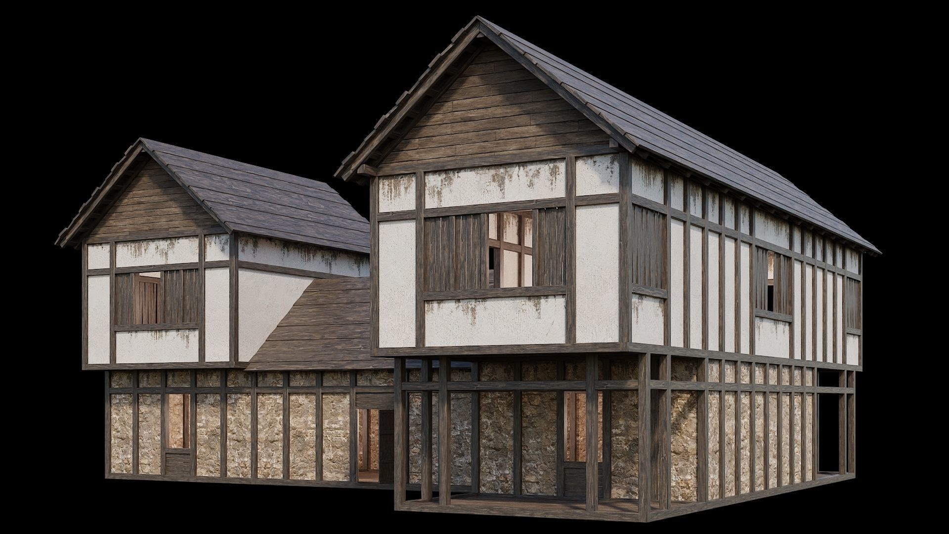 Medieval Village Pack  - 5 Assets - 4K Textures Game Ready Low-poly 3D model_4