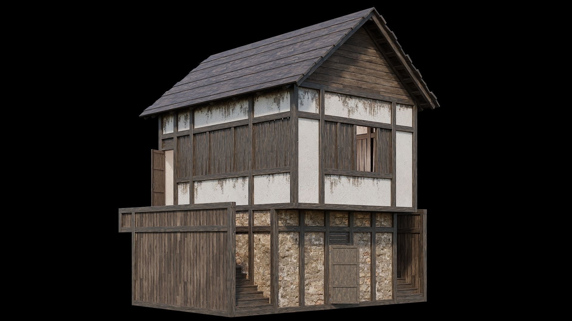 Medieval Village Pack  - 5 Assets - 4K Textures Game Ready Low-poly 3D model_29