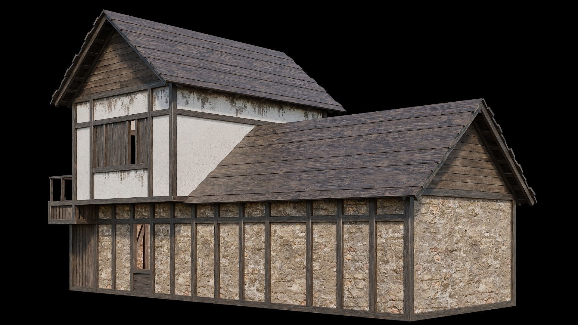 Medieval Village Pack  - 5 Assets - 4K Textures Game Ready Low-poly 3D model_9