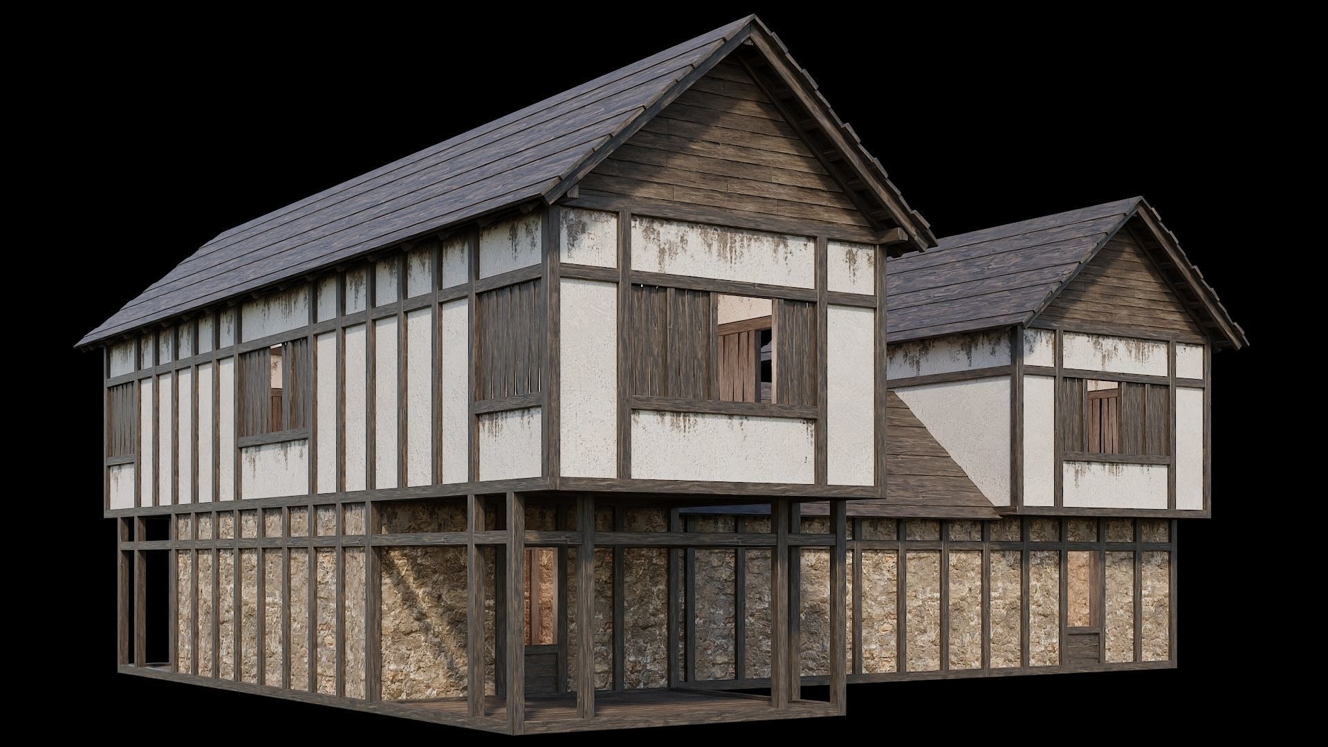 Medieval Village Pack  - 5 Assets - 4K Textures Game Ready Low-poly 3D model_3