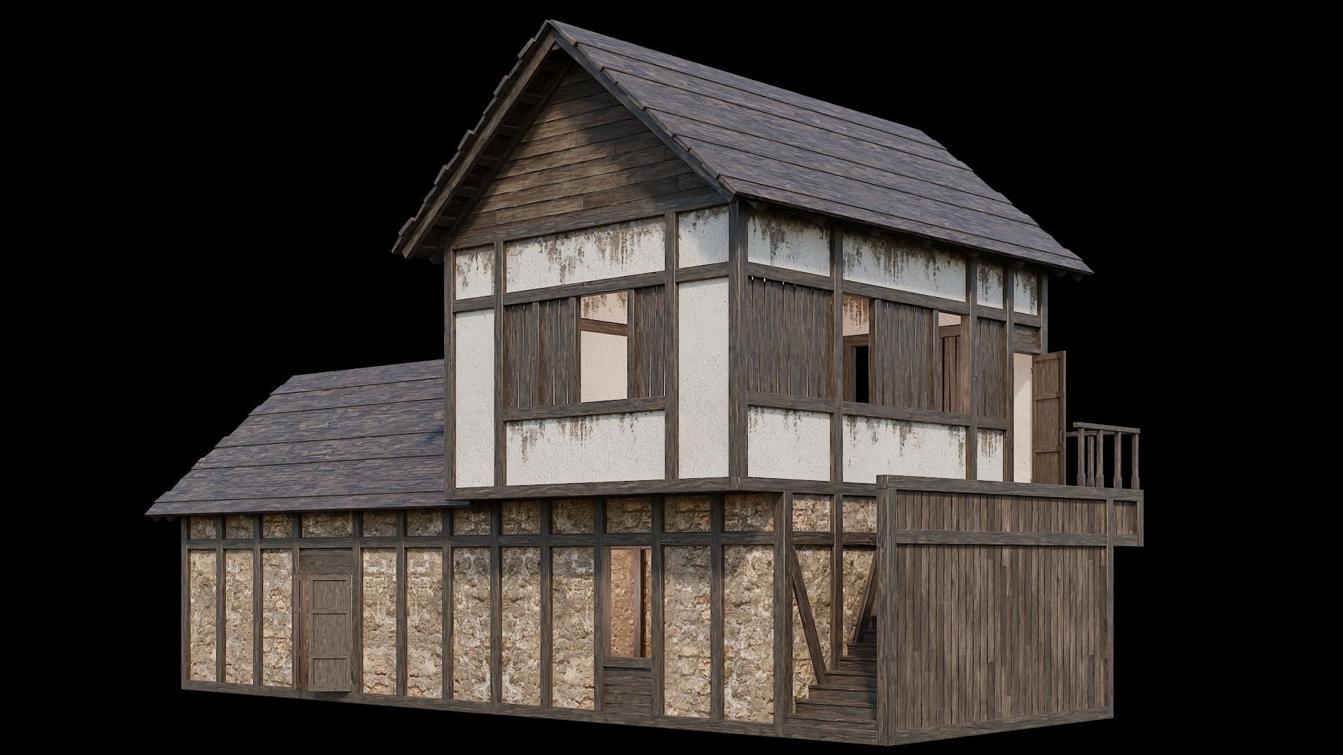 Medieval Village Pack  - 5 Assets - 4K Textures Game Ready Low-poly 3D model_11