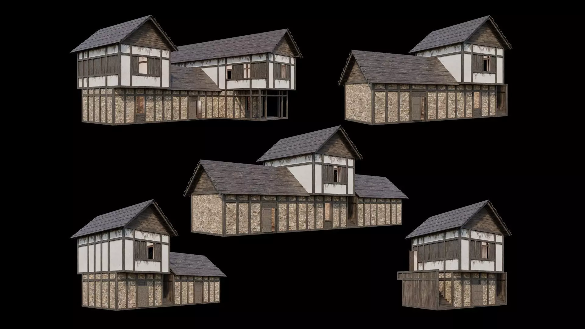 Medieval Village Pack  - 5 Assets - 4K Textures Game Ready Low-poly 3D model_0