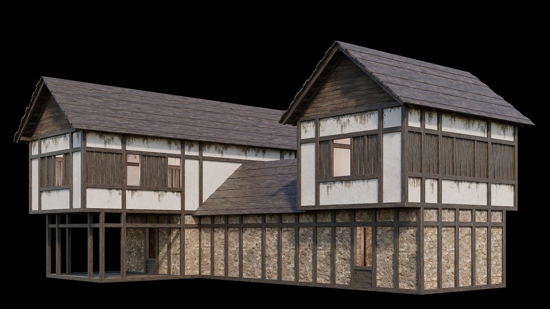 Medieval Village Pack  - 5 Assets - 4K Textures Game Ready Low-poly 3D model_2