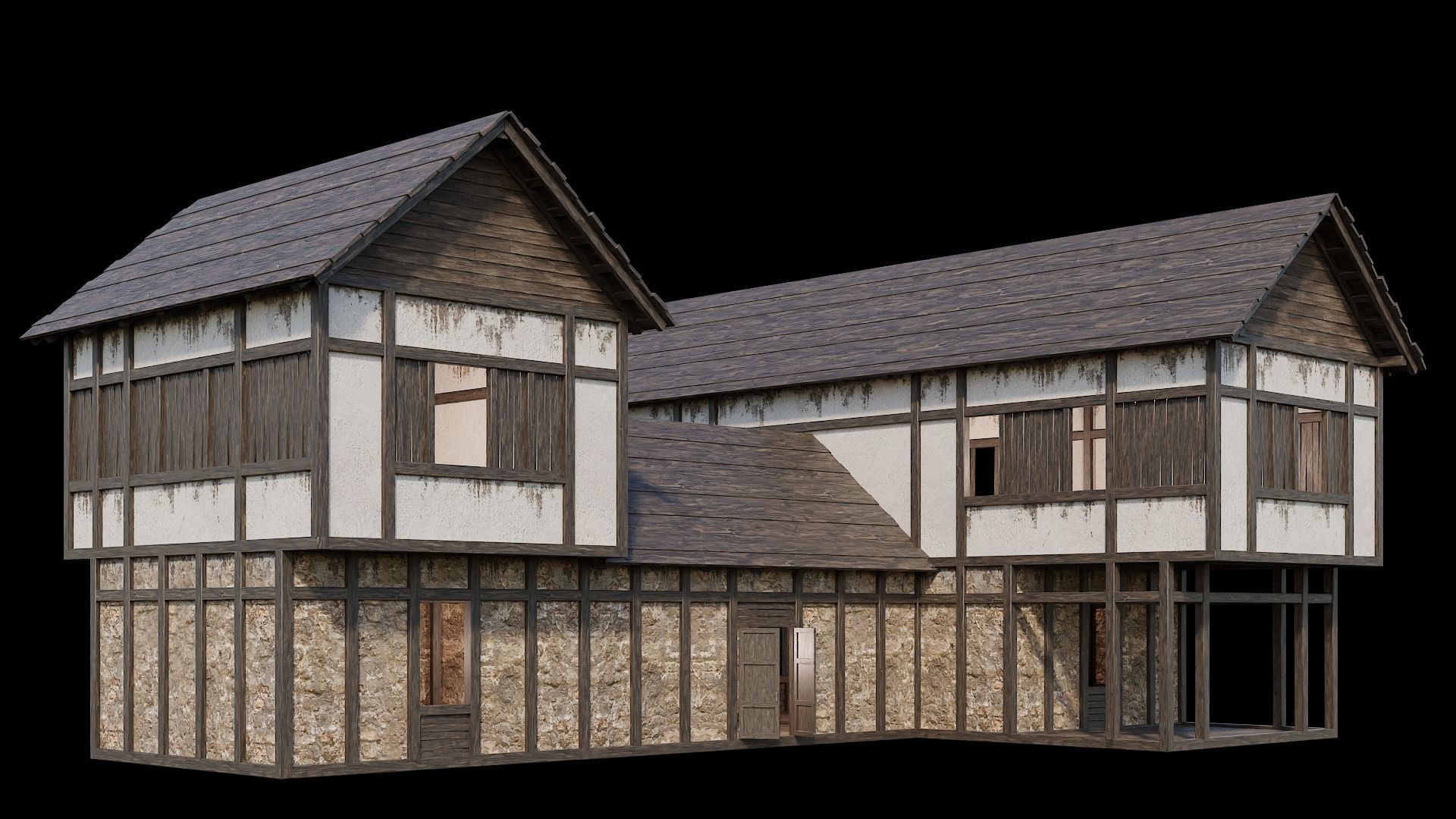 Medieval Village Pack  - 5 Assets - 4K Textures Game Ready Low-poly 3D model_1