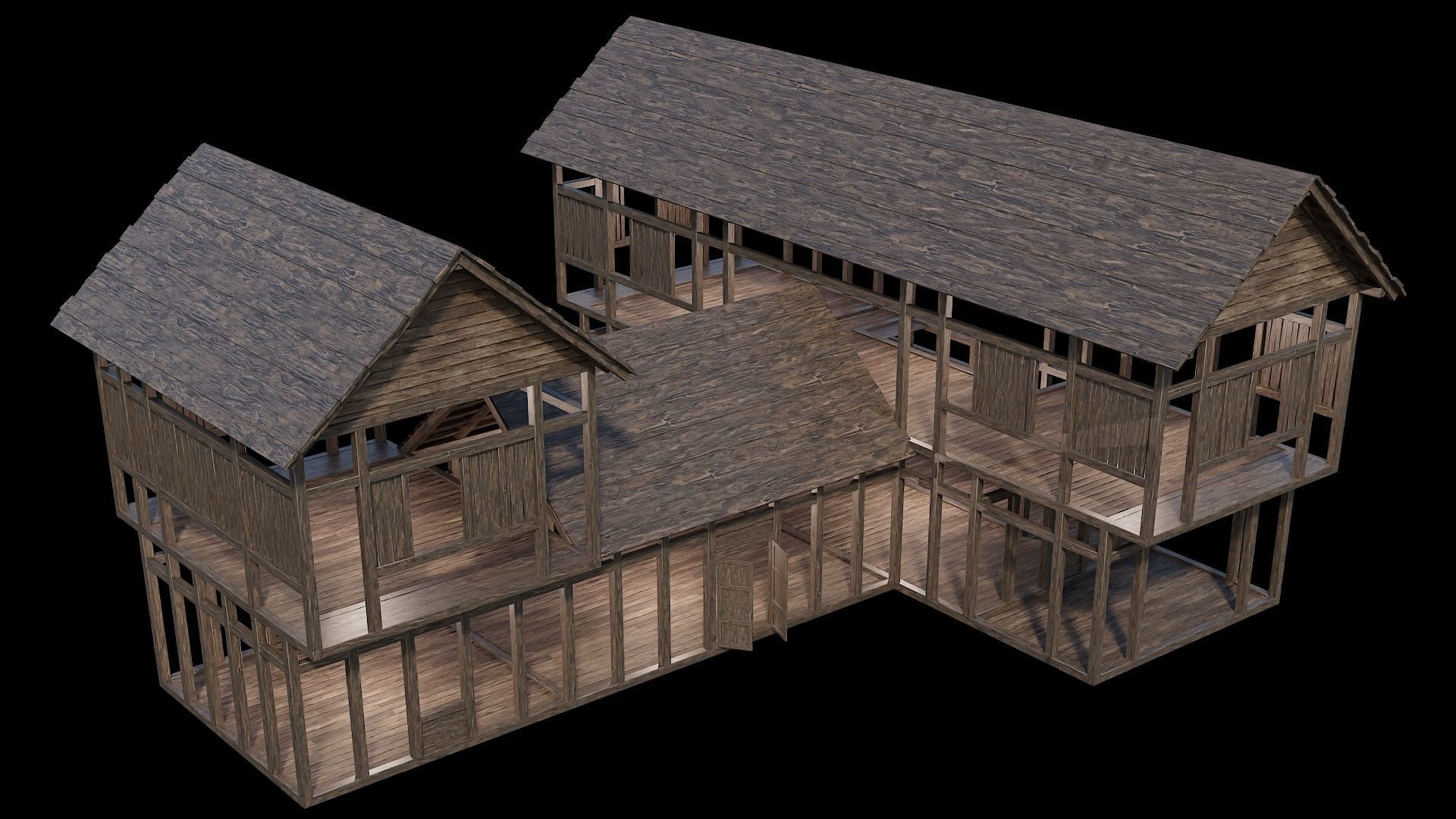 Medieval Village Pack  - 5 Assets - 4K Textures Game Ready Low-poly 3D model_5