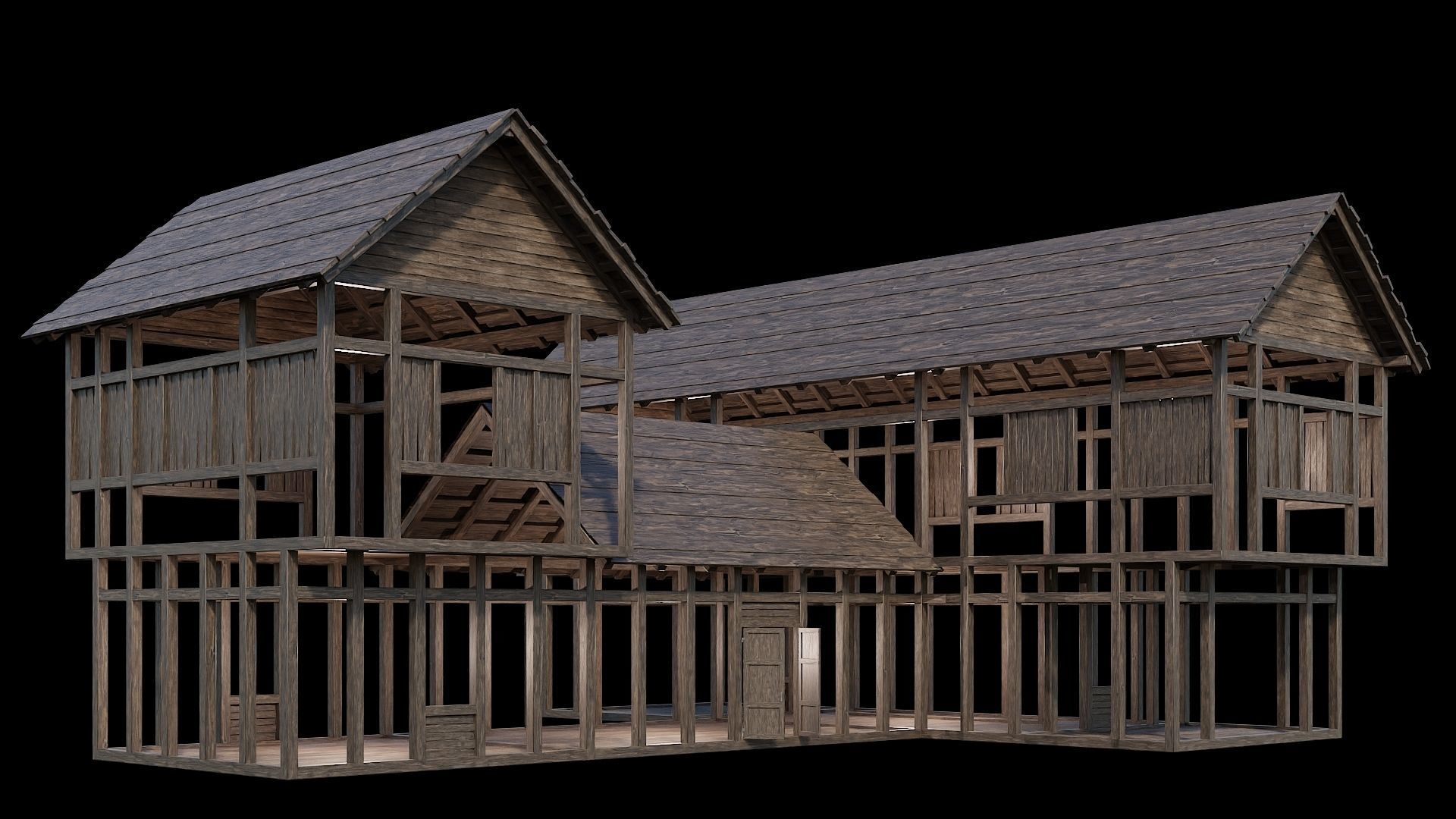 Medieval Village Pack  - 5 Assets - 4K Textures Game Ready Low-poly 3D model_1