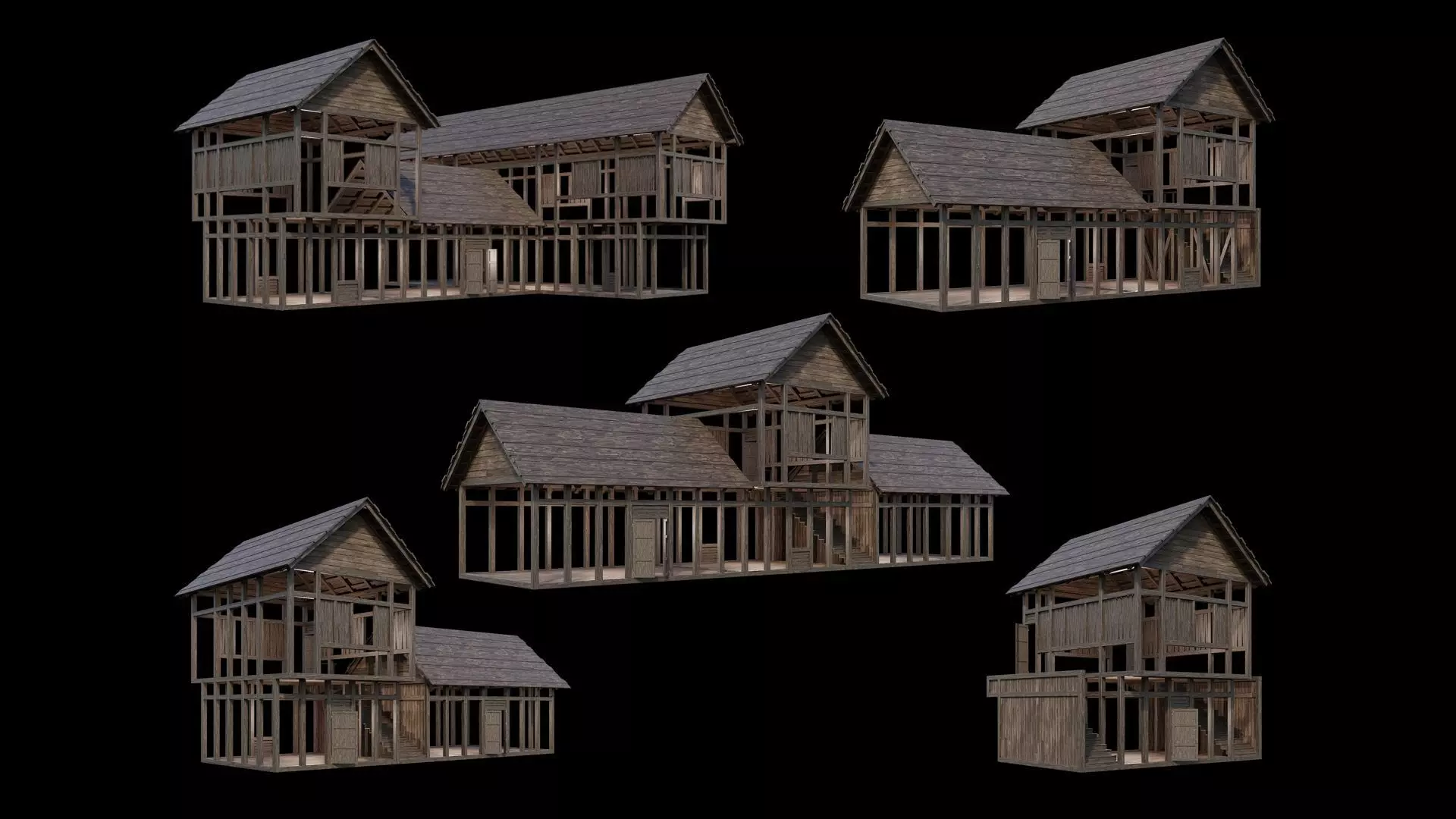 Medieval Village Pack  - 5 Assets - 4K Textures Game Ready Low-poly 3D model_0