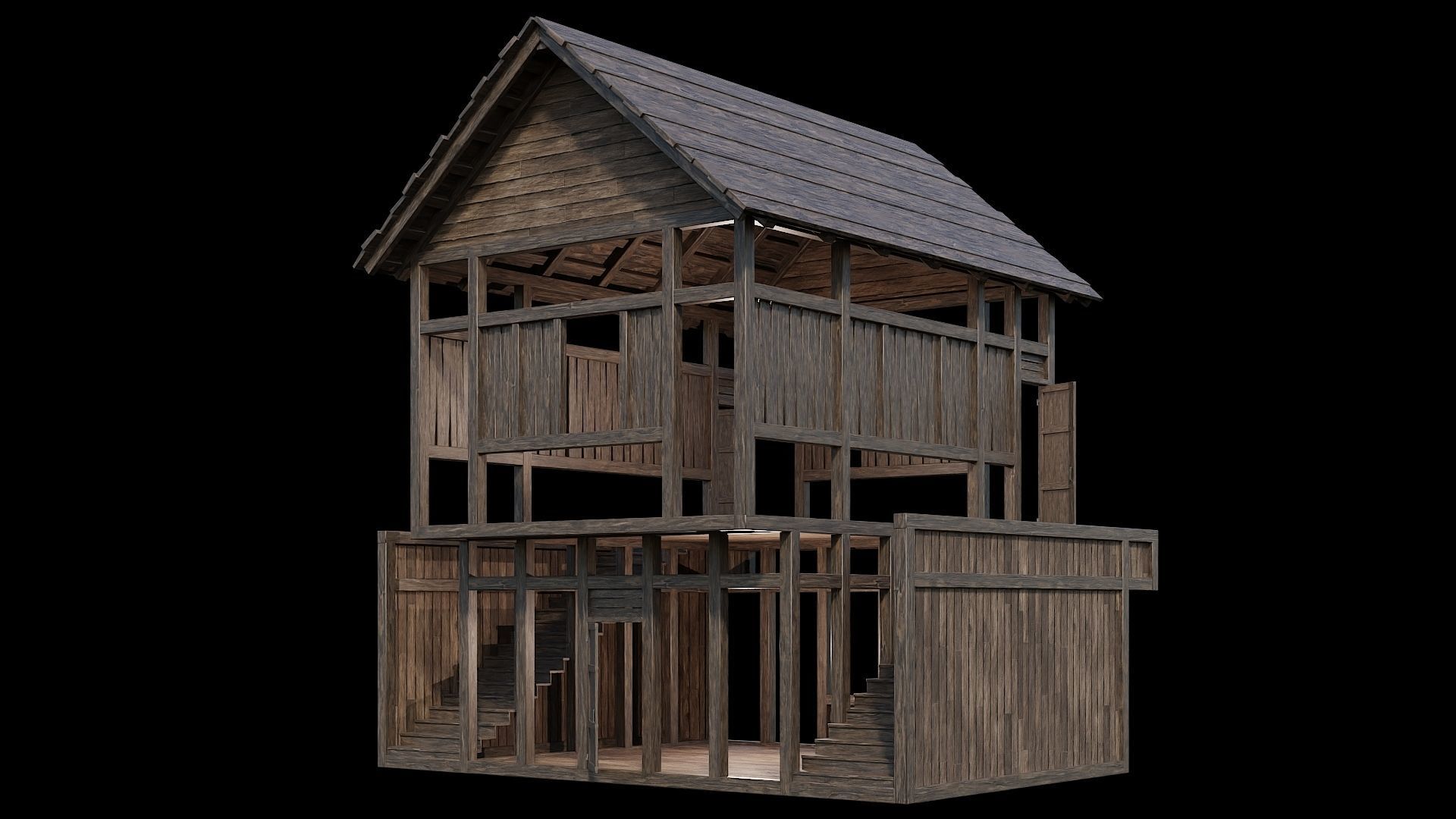 Medieval Village Pack  - 5 Assets - 4K Textures Game Ready Low-poly 3D model_32