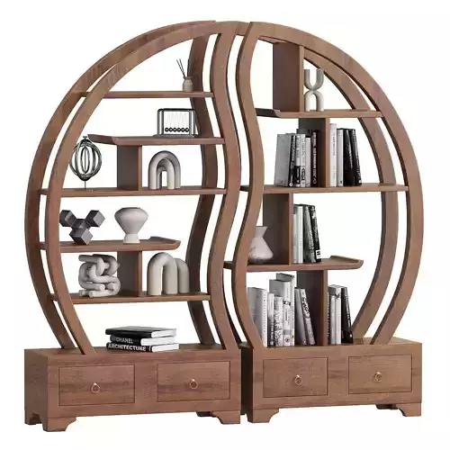 Ying Yang Solid teak Bookcase 3d model  3D model
