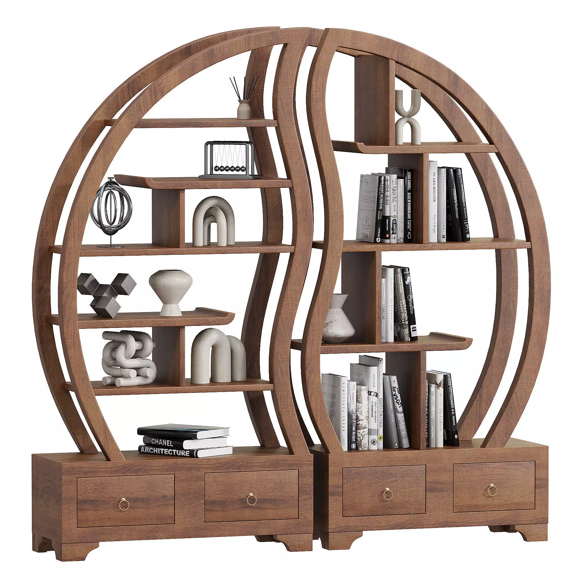 Ying Yang Solid teak Bookcase 3d model  3D model_0