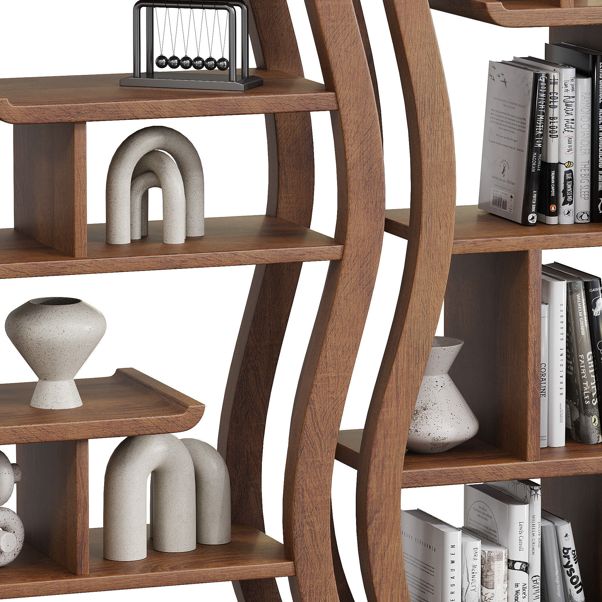 Ying Yang Solid teak Bookcase 3d model  3D model_1