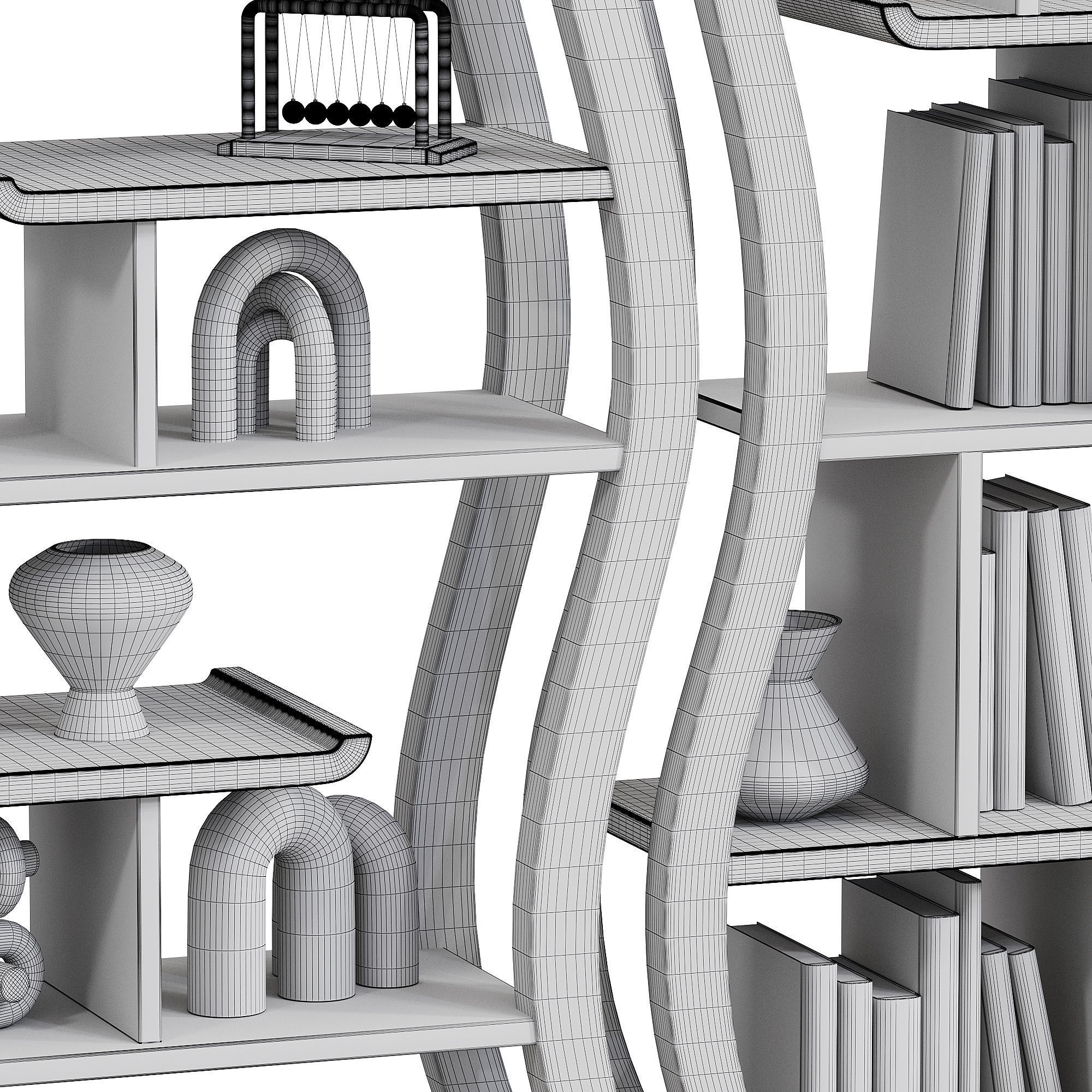 Ying Yang Solid teak Bookcase 3d model  3D model_2