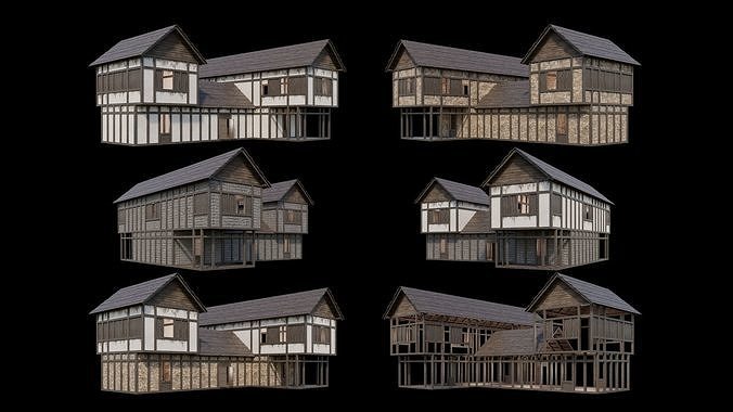 Medieval Village Pack  - 6 Assets - 4K Textures Game Ready Low-poly 3D model
