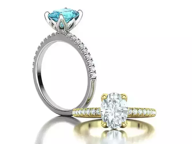 Zoe Engagement Solitaire Ring 9x7 Oval Stone 3Dmodel 3D print model