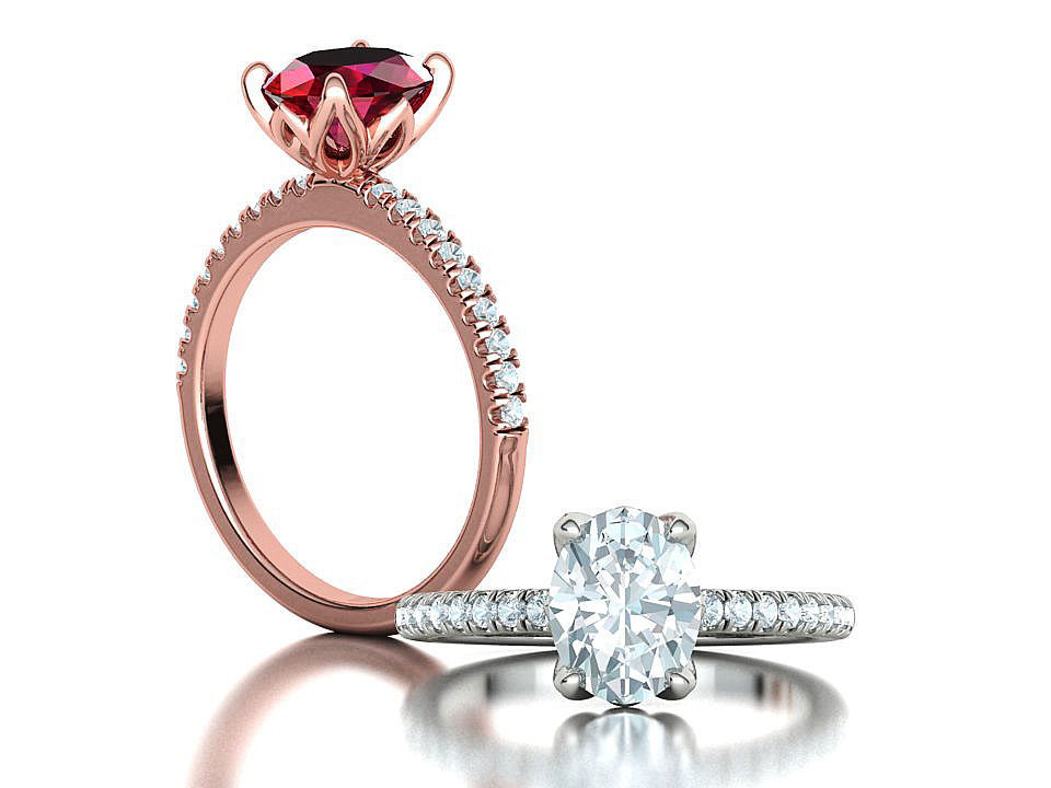 Zoe Engagement Solitaire Ring 9x7 Oval Stone 3Dmodel 3D print model_1