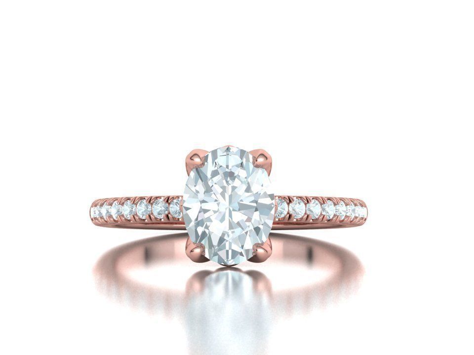 Zoe Engagement Solitaire Ring 9x7 Oval Stone 3Dmodel 3D print model_5