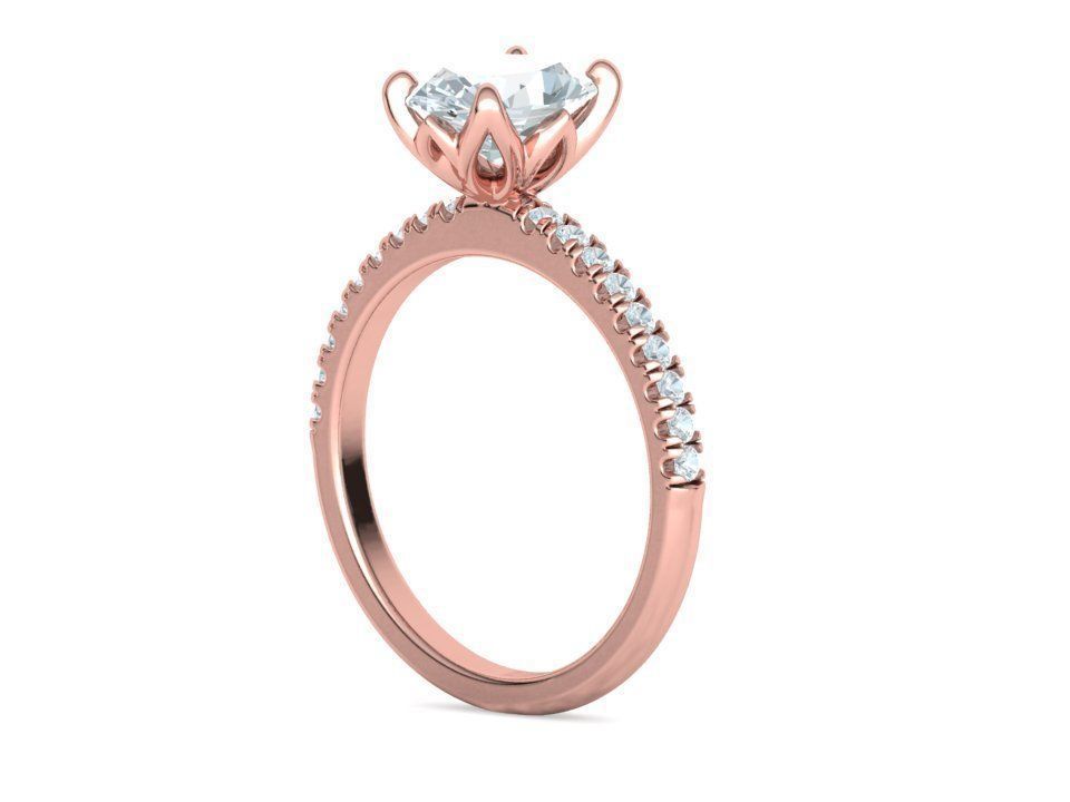 Zoe Engagement Solitaire Ring 9x7 Oval Stone 3Dmodel 3D print model_20