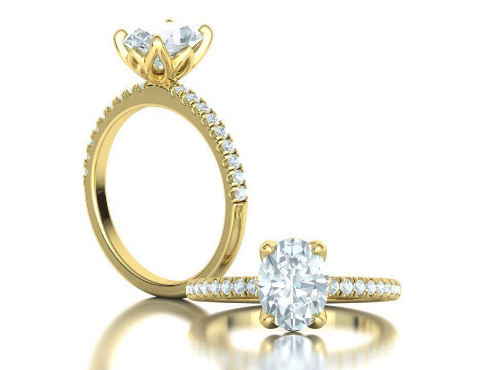 Zoe Engagement Solitaire Ring 9x7 Oval Stone 3Dmodel 3D print model_3