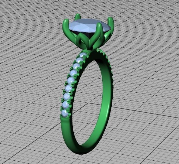 Zoe Engagement Solitaire Ring 9x7 Oval Stone 3Dmodel 3D print model_32