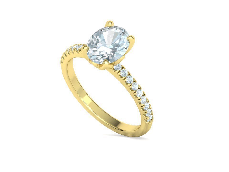 Zoe Engagement Solitaire Ring 9x7 Oval Stone 3Dmodel 3D print model_28