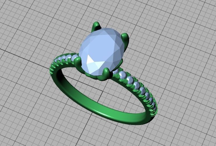 Zoe Engagement Solitaire Ring 9x7 Oval Stone 3Dmodel 3D print model_37