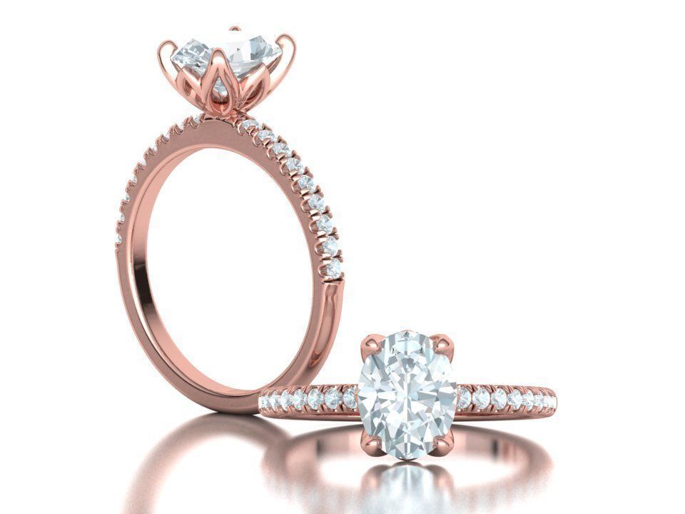 Zoe Engagement Solitaire Ring 9x7 Oval Stone 3Dmodel 3D print model_2