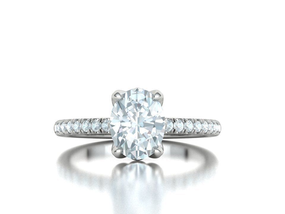 Zoe Engagement Solitaire Ring 9x7 Oval Stone 3Dmodel 3D print model_7