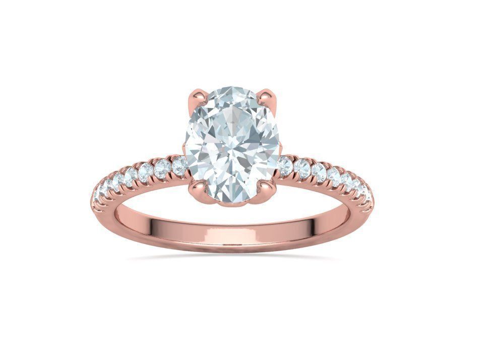 Zoe Engagement Solitaire Ring 9x7 Oval Stone 3Dmodel 3D print model_14