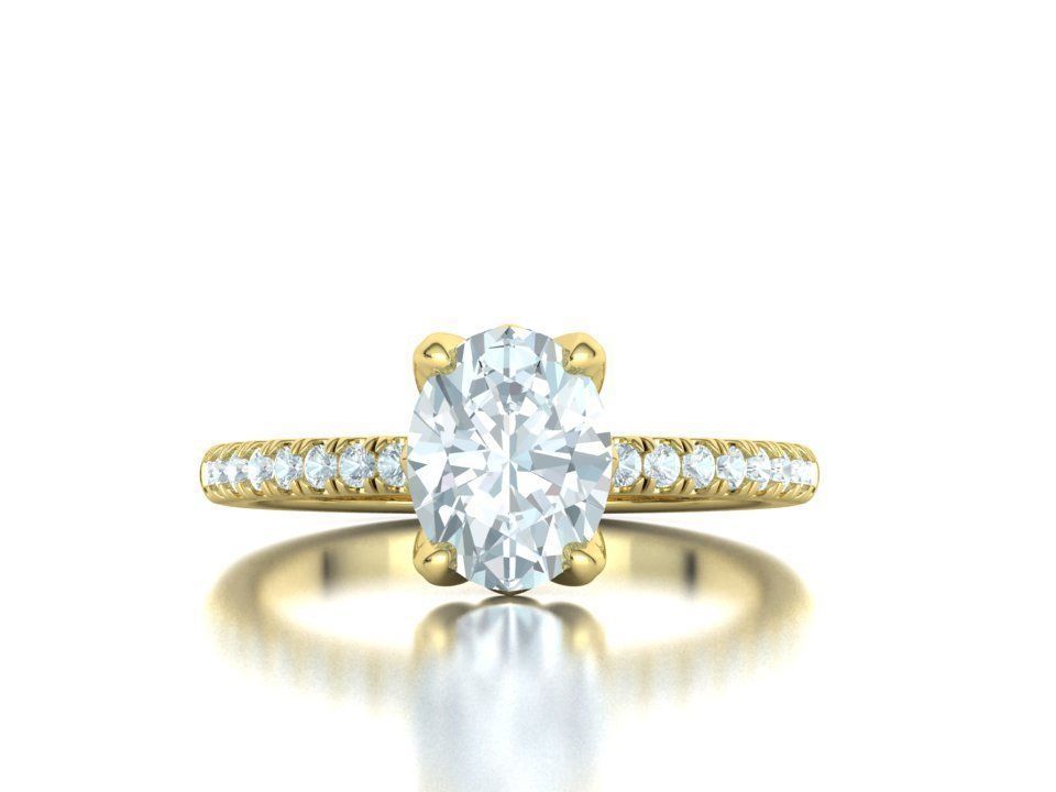 Zoe Engagement Solitaire Ring 9x7 Oval Stone 3Dmodel 3D print model_6