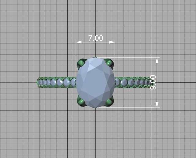 Zoe Engagement Solitaire Ring 9x7 Oval Stone 3Dmodel 3D print model_9