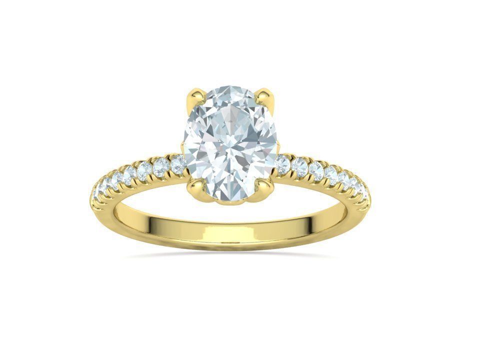 Zoe Engagement Solitaire Ring 9x7 Oval Stone 3Dmodel 3D print model_15