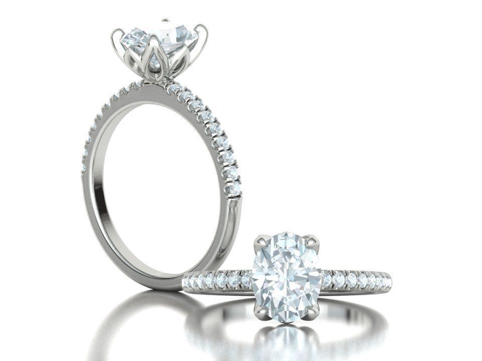 Zoe Engagement Solitaire Ring 9x7 Oval Stone 3Dmodel 3D print model_4