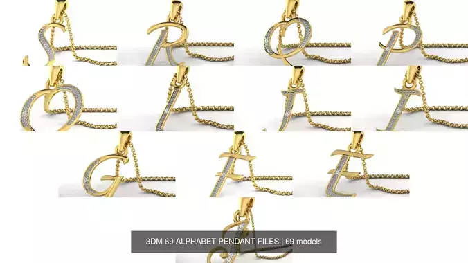 3DM 69 ALPHABET PENDANT FILES 3D Model Collection