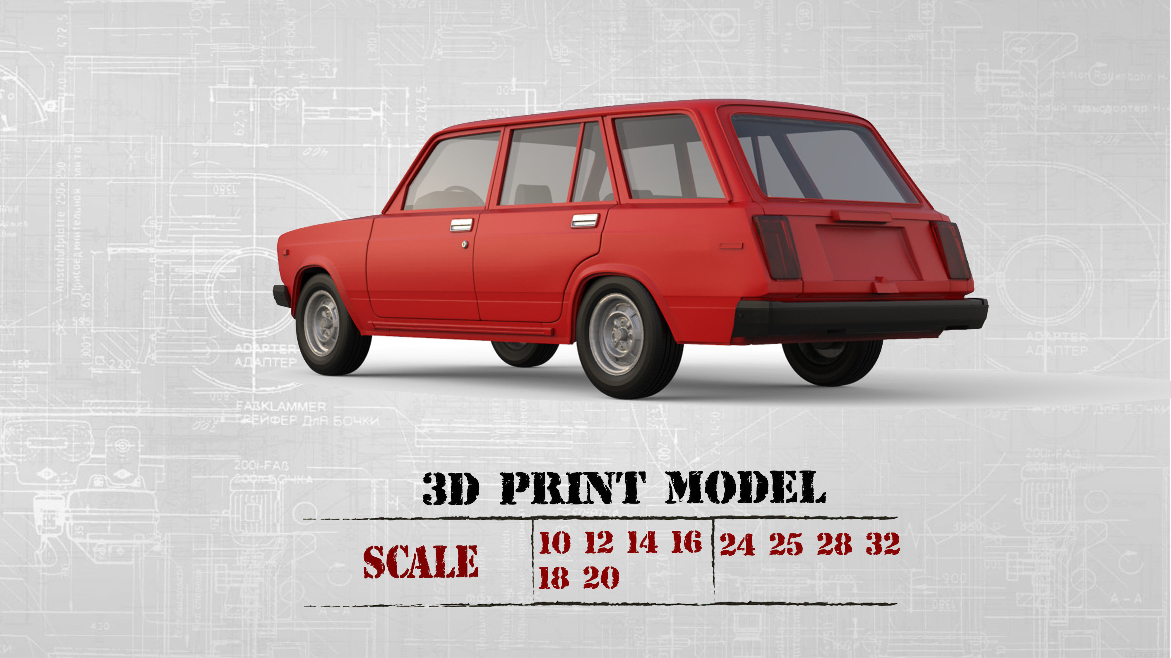 PrintablesSTL Lada Riva Nova Signet 2104 Classic Cars 3D print model_1