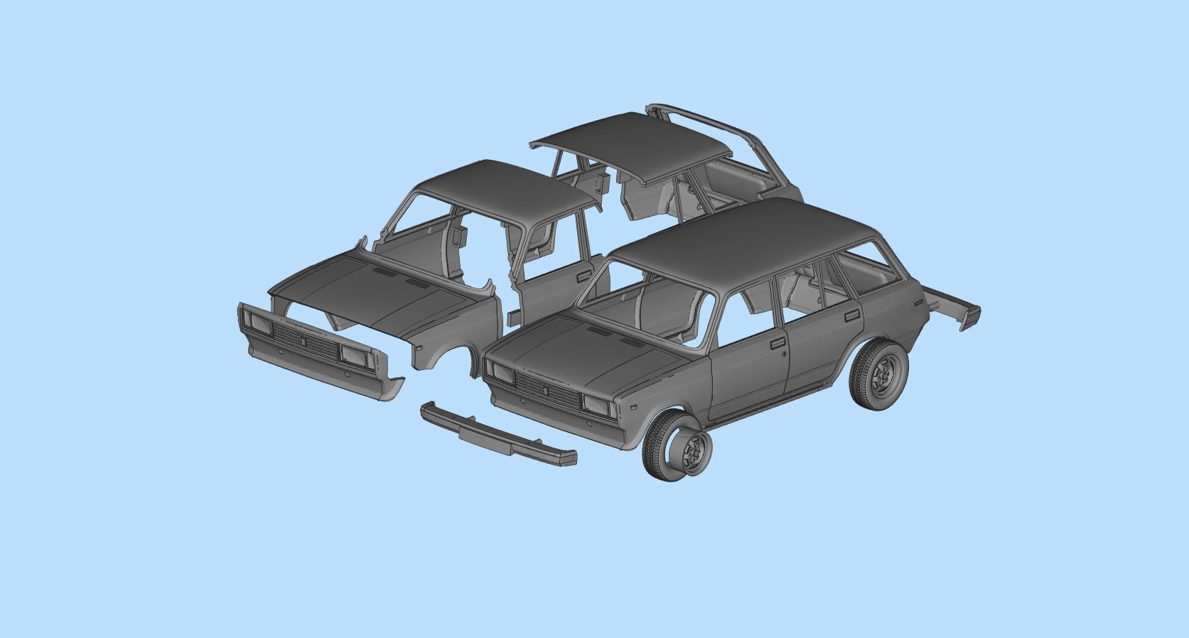 PrintablesSTL Lada Riva Nova Signet 2104 Classic Cars 3D print model_3