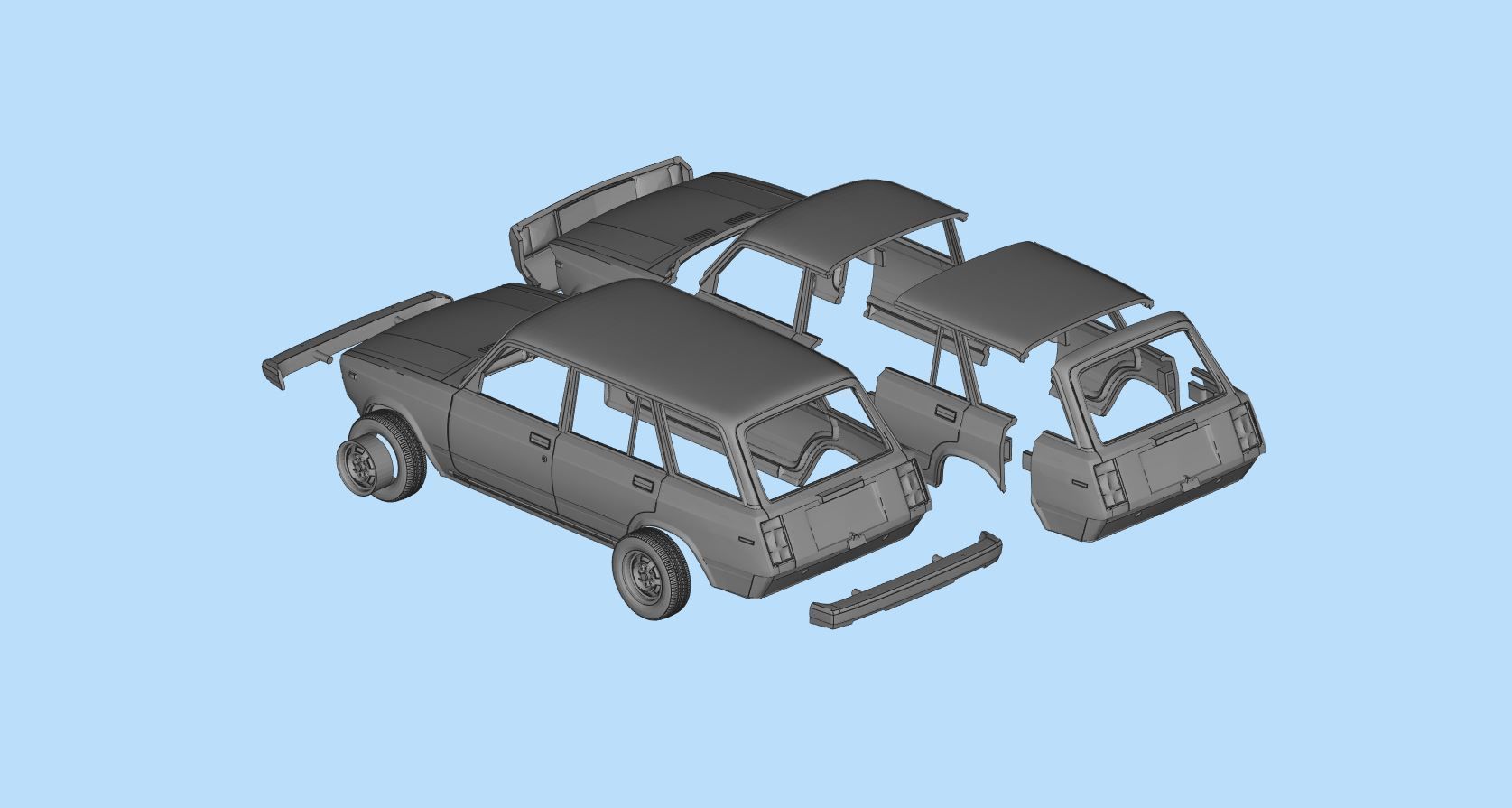 PrintablesSTL Lada Riva Nova Signet 2104 Classic Cars 3D print model_5