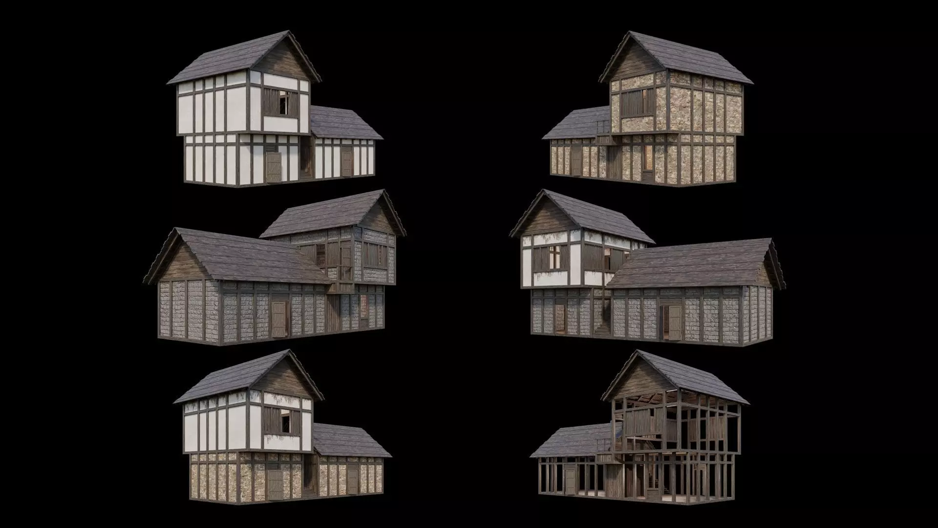 Medieval Village Pack - 6 Assets - 4K Textures Game Ready Low-poly 3D model_0