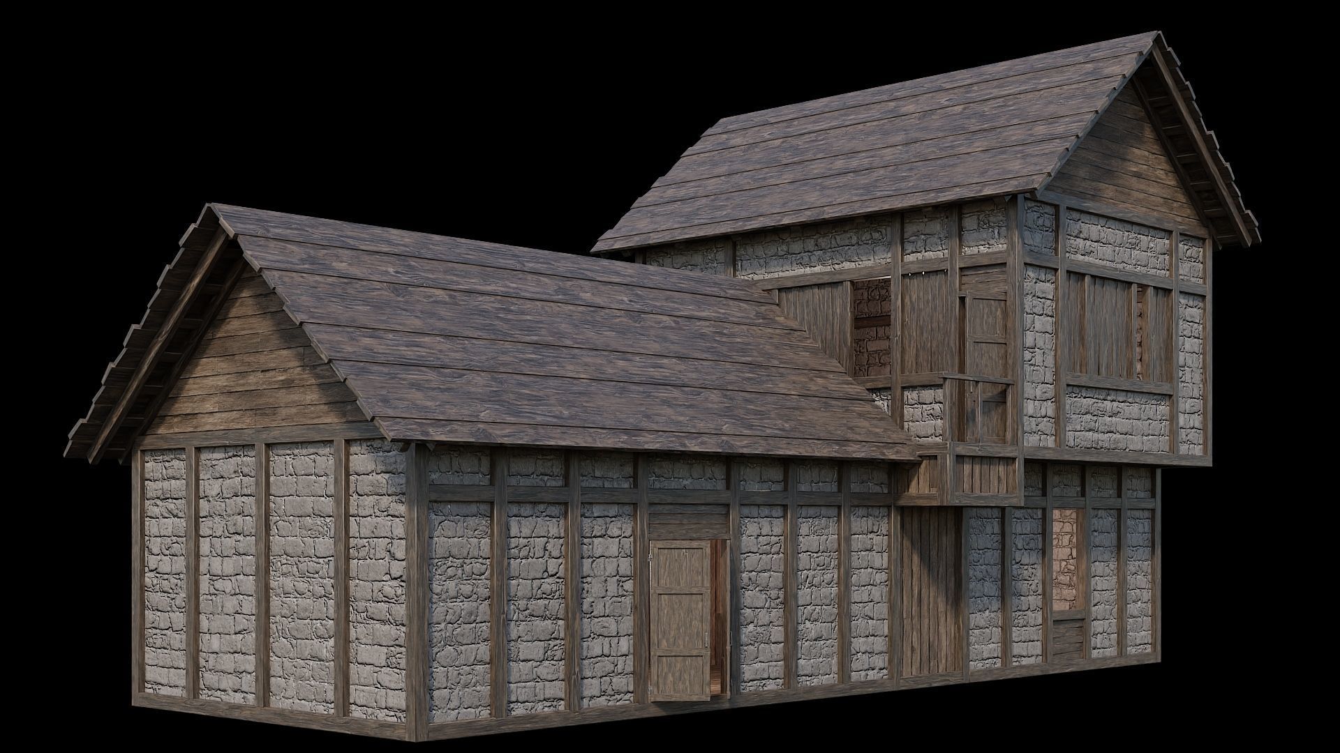 Medieval Village Pack - 6 Assets - 4K Textures Game Ready Low-poly 3D model_16