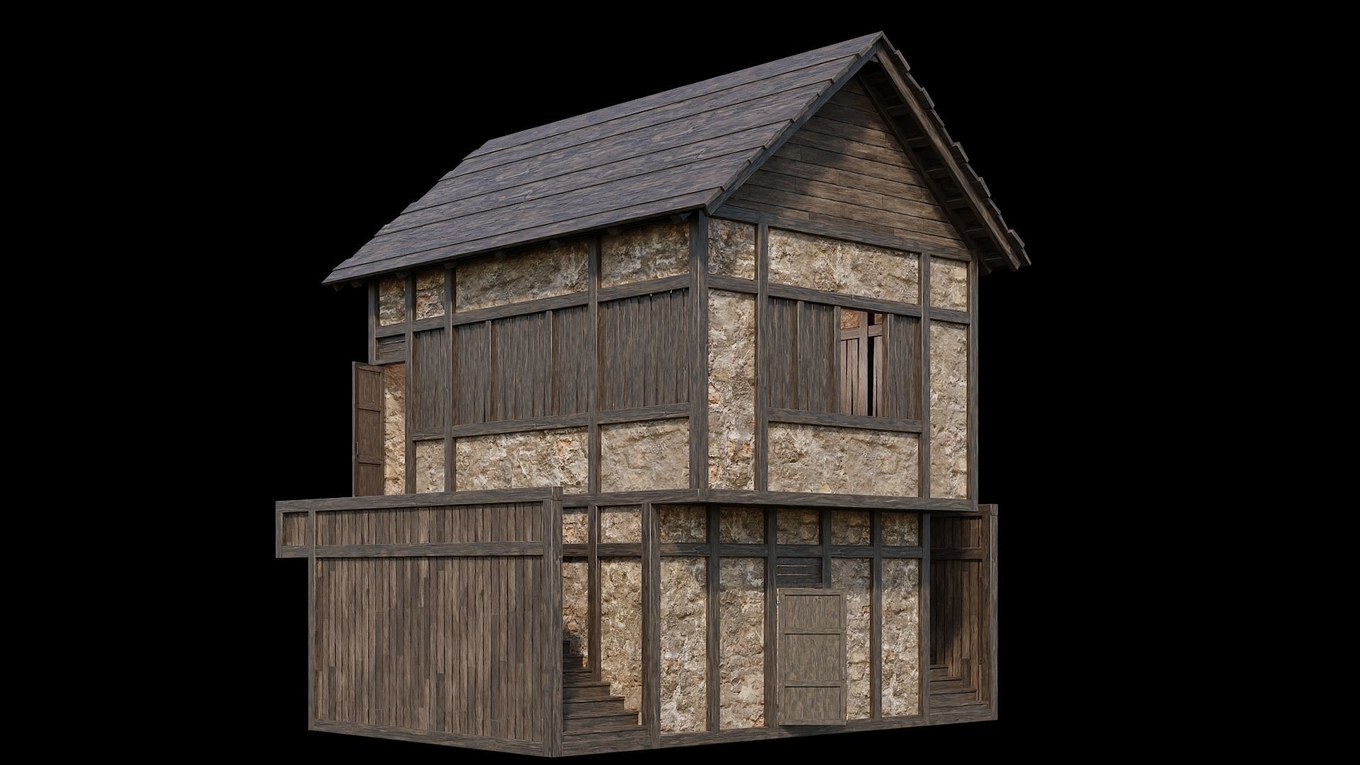 Medieval Village Pack  - 6 Assets - 4K Textures Game Ready Low-poly 3D model_8