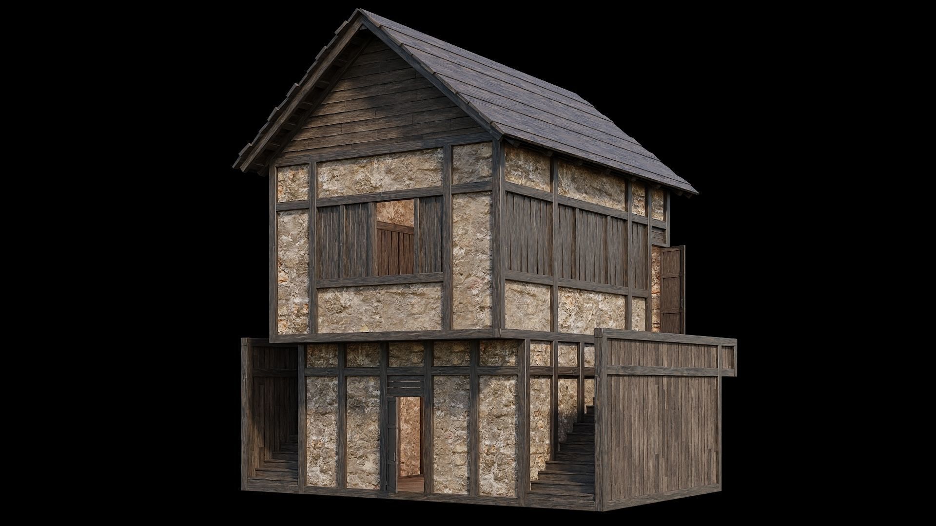 Medieval Village Pack  - 6 Assets - 4K Textures Game Ready Low-poly 3D model_11