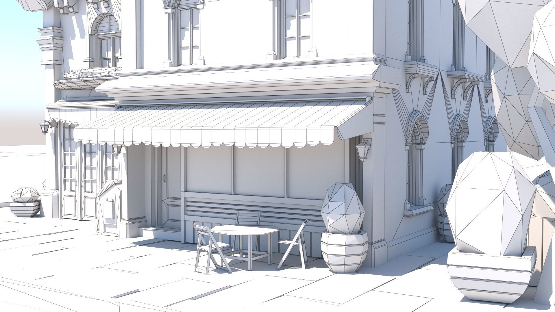 Stylized Beautiful Street Town House-02  wiht PBR Textures Low-poly 3D model_32