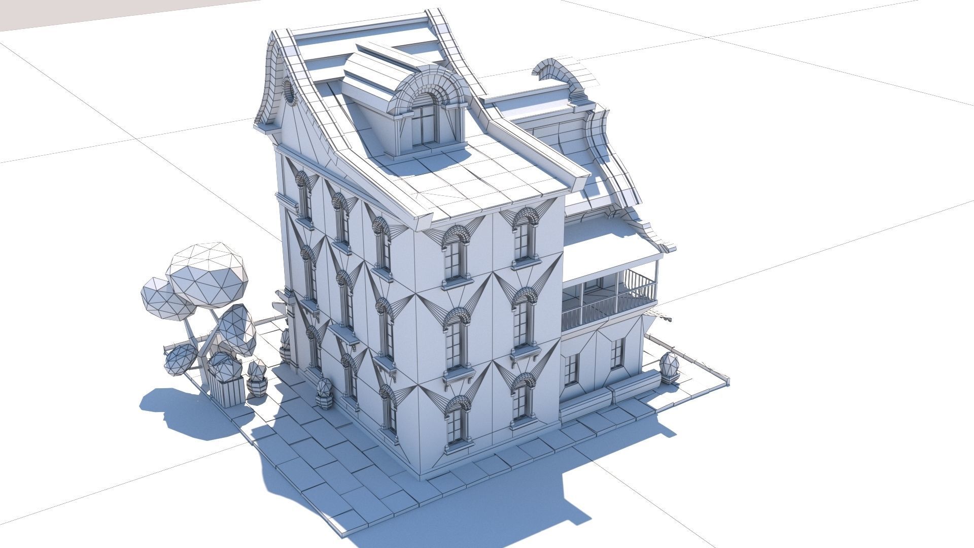 Stylized Beautiful Street Town House-02  wiht PBR Textures Low-poly 3D model_35