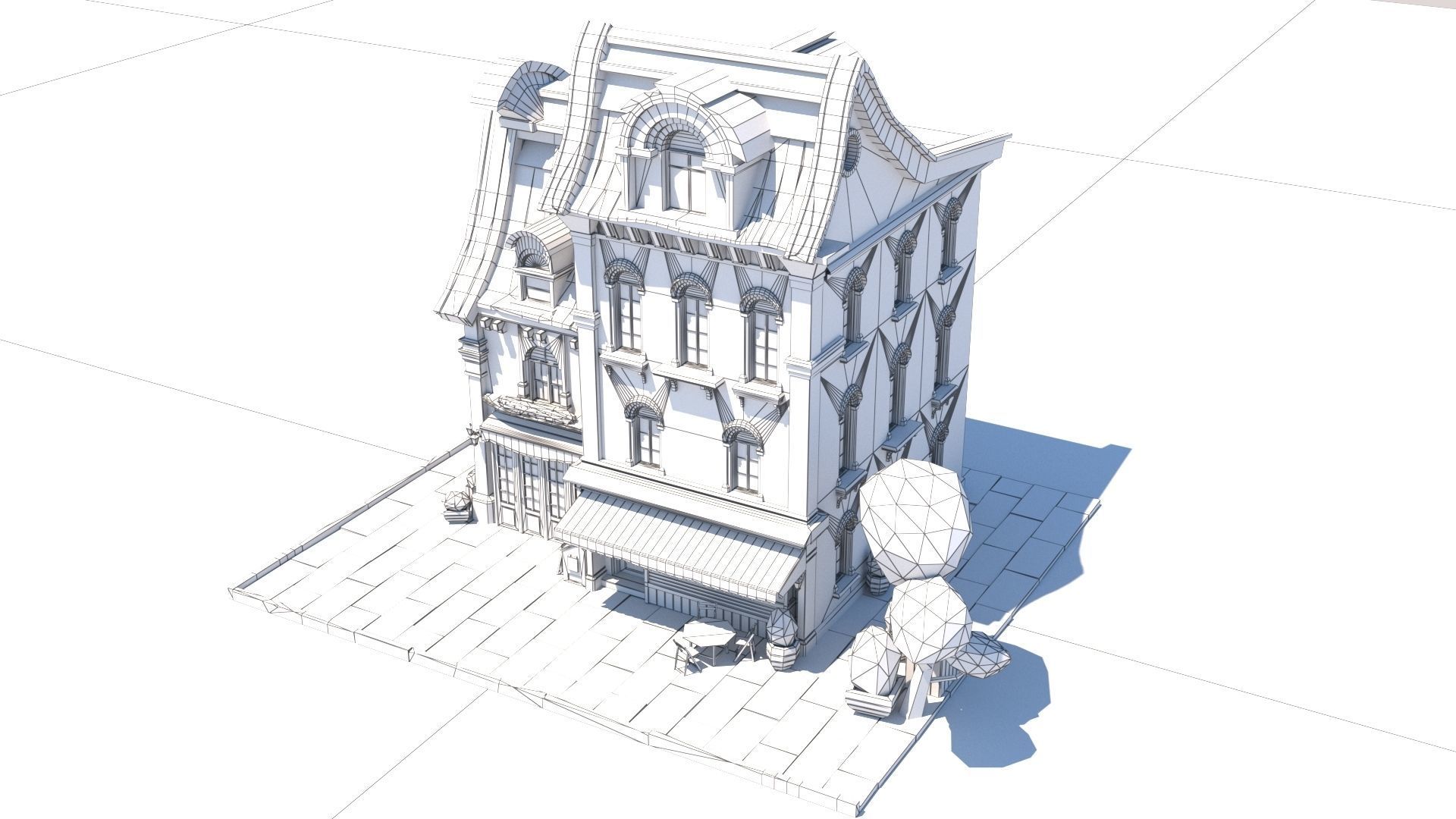 Stylized Beautiful Street Town House-02  wiht PBR Textures Low-poly 3D model_34