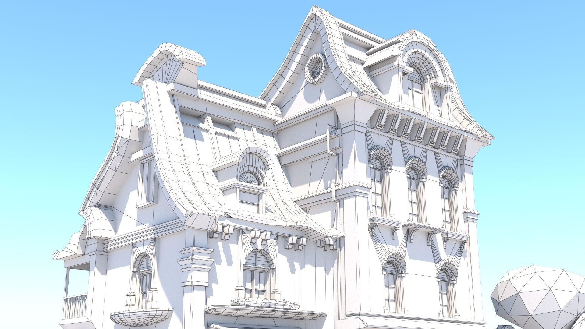 Stylized Beautiful Street Town House-02  wiht PBR Textures Low-poly 3D model_33