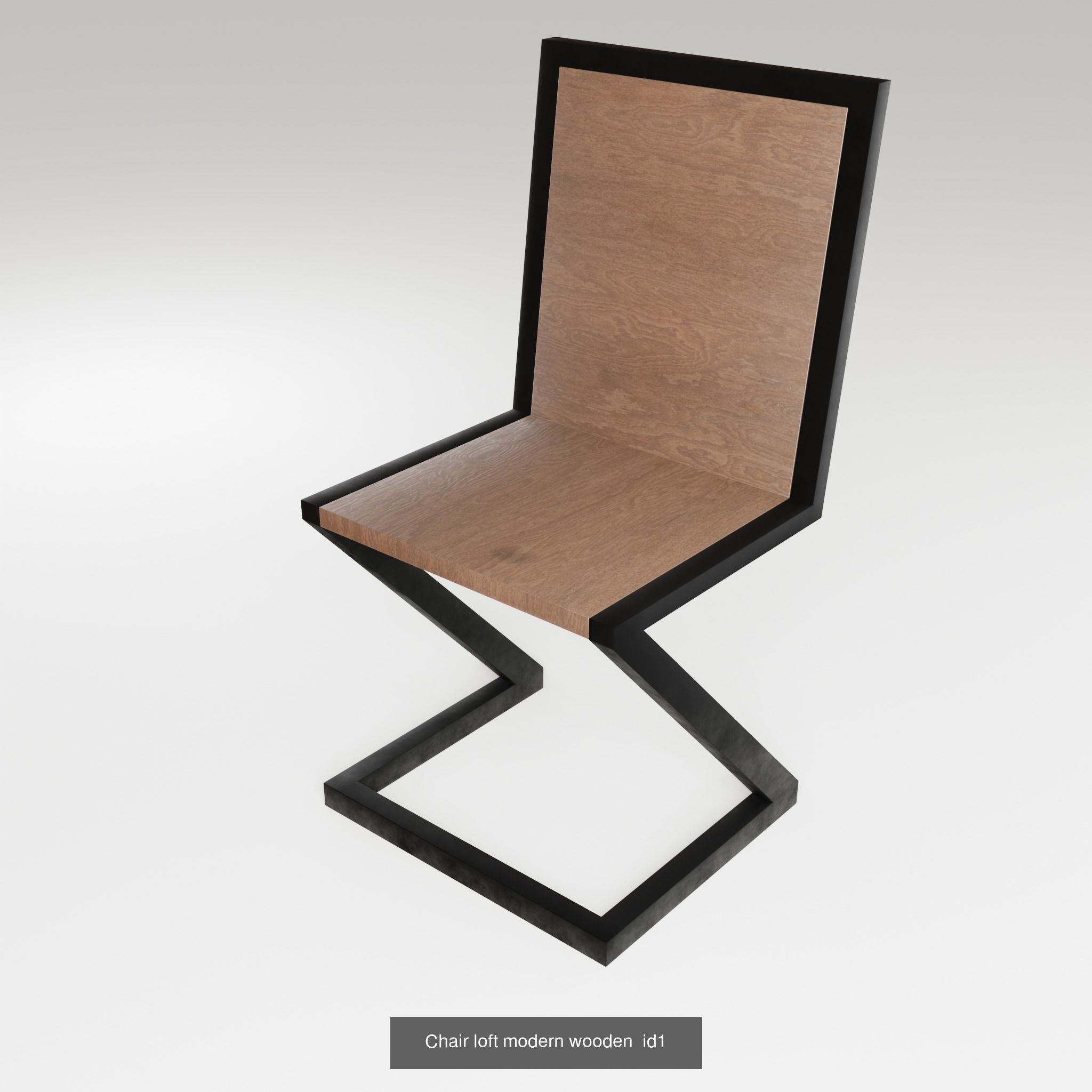 Table chair loft dining design modern wooden metal 3D Model Collection_30