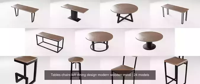 Table chair loft dining design modern wooden metal