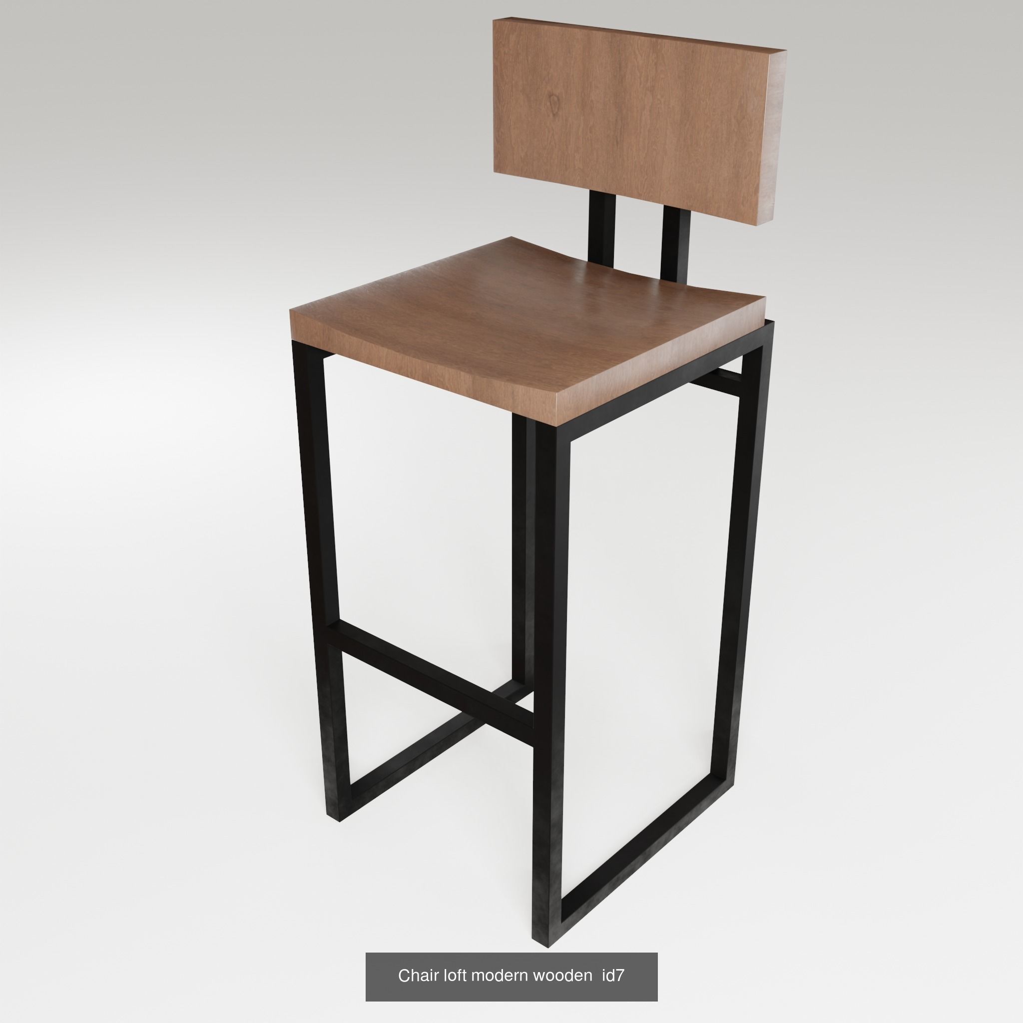 Table chair loft dining design modern wooden metal 3D Model Collection_24