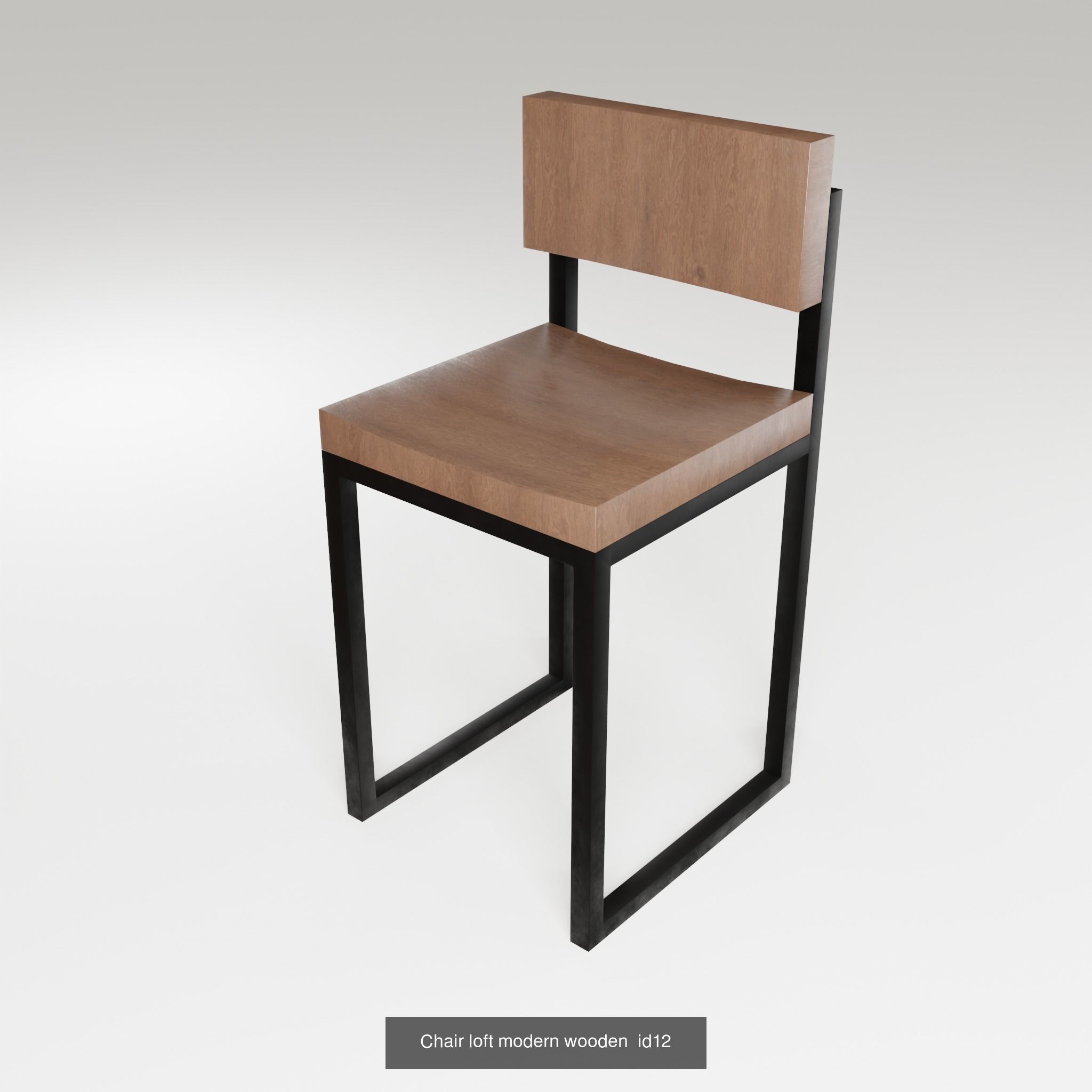 Table chair loft dining design modern wooden metal 3D Model Collection_25