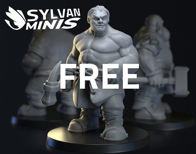 FREE SAMPLE - X1 Dwarven Citizen Set 04 - 75 mm - PRE-SUPPORTED Free 3D print model