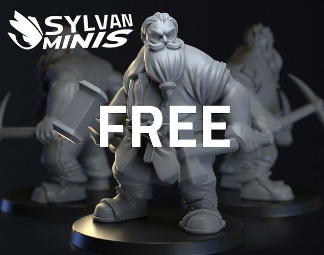 FREE SAMPLE - X1 Dwarven Citizen Set 03 - 75mm -  PRE-SUPPORTED Free 3D print model